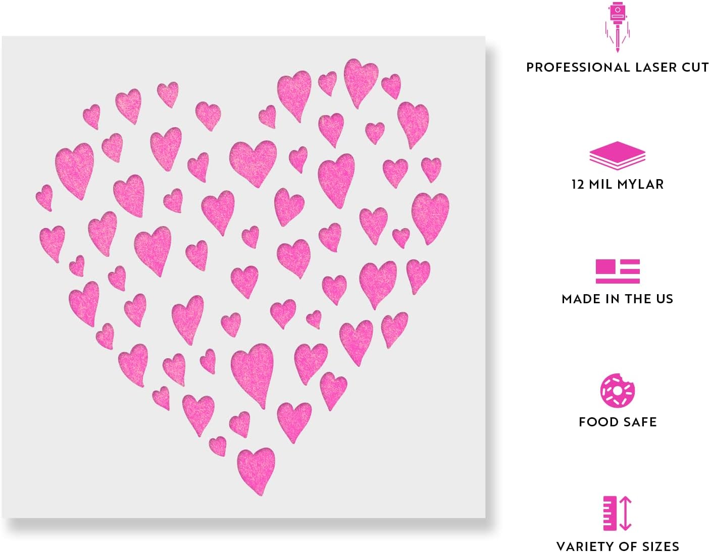 Heart of Hearts Love Valentine Stencil - Love Stencil, Heart Stencil, Valentine Stencil, Holiday Stencil, Hearts Stencil