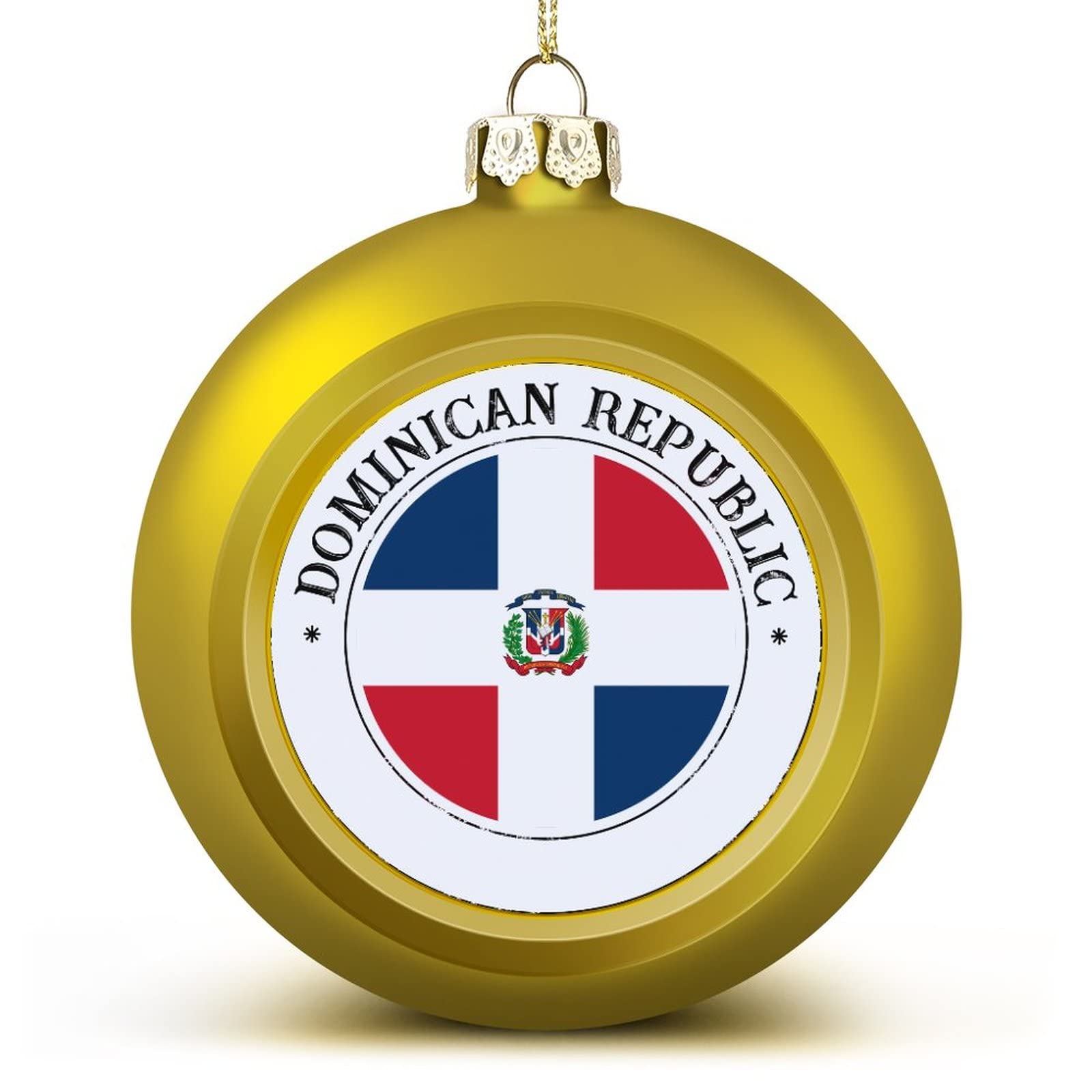 Luijorgy Boys Dominican Republic National Flag Ball Ornaments, Flag Ball Ornaments For Christmas Tree Decoration, Golden Christmas Ball Ornament Xmas Baubles For Kids Friends