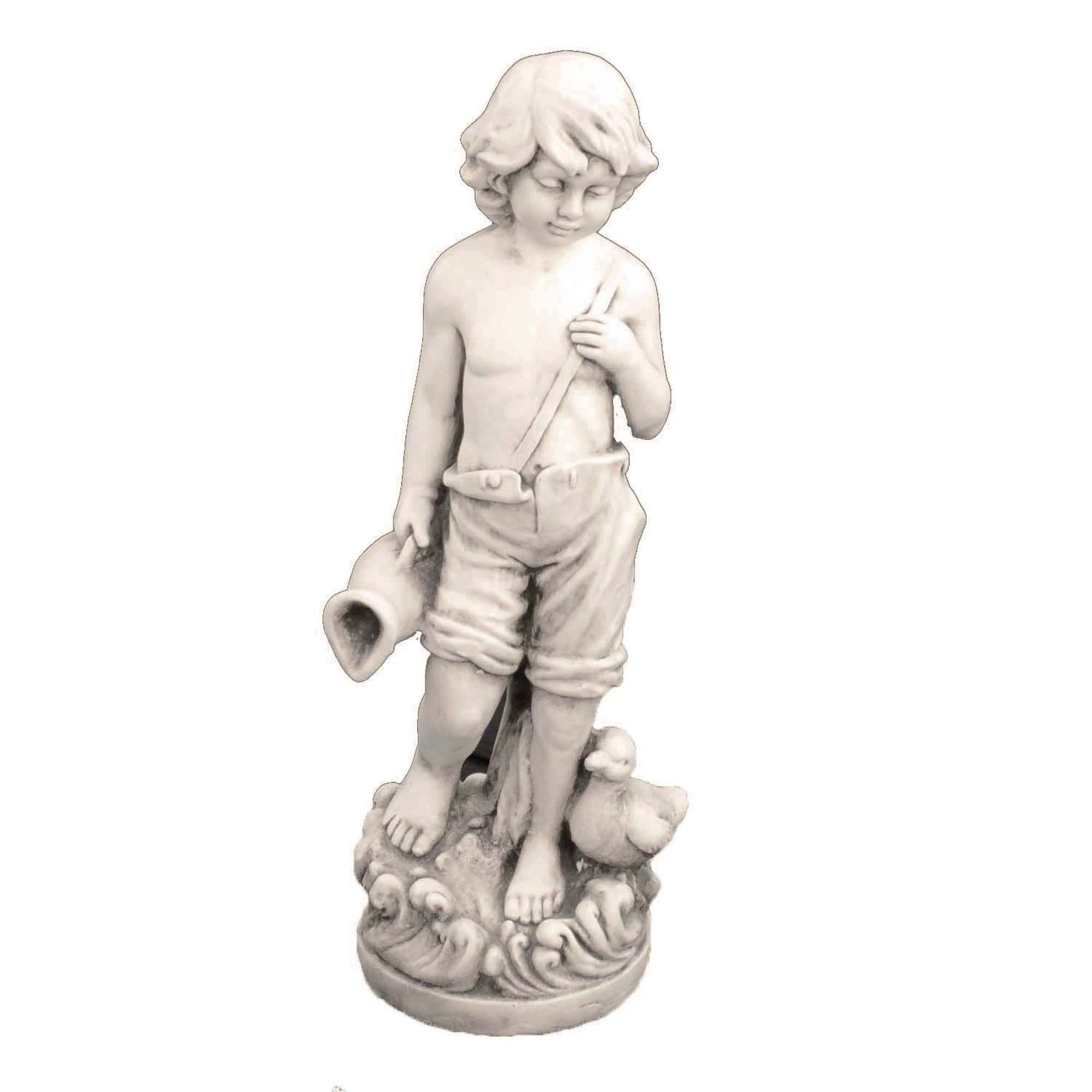 Solstice Sculptures Boys Antique Stone Effect Michael Garden Statue, Fibre-Clay, 73Cm