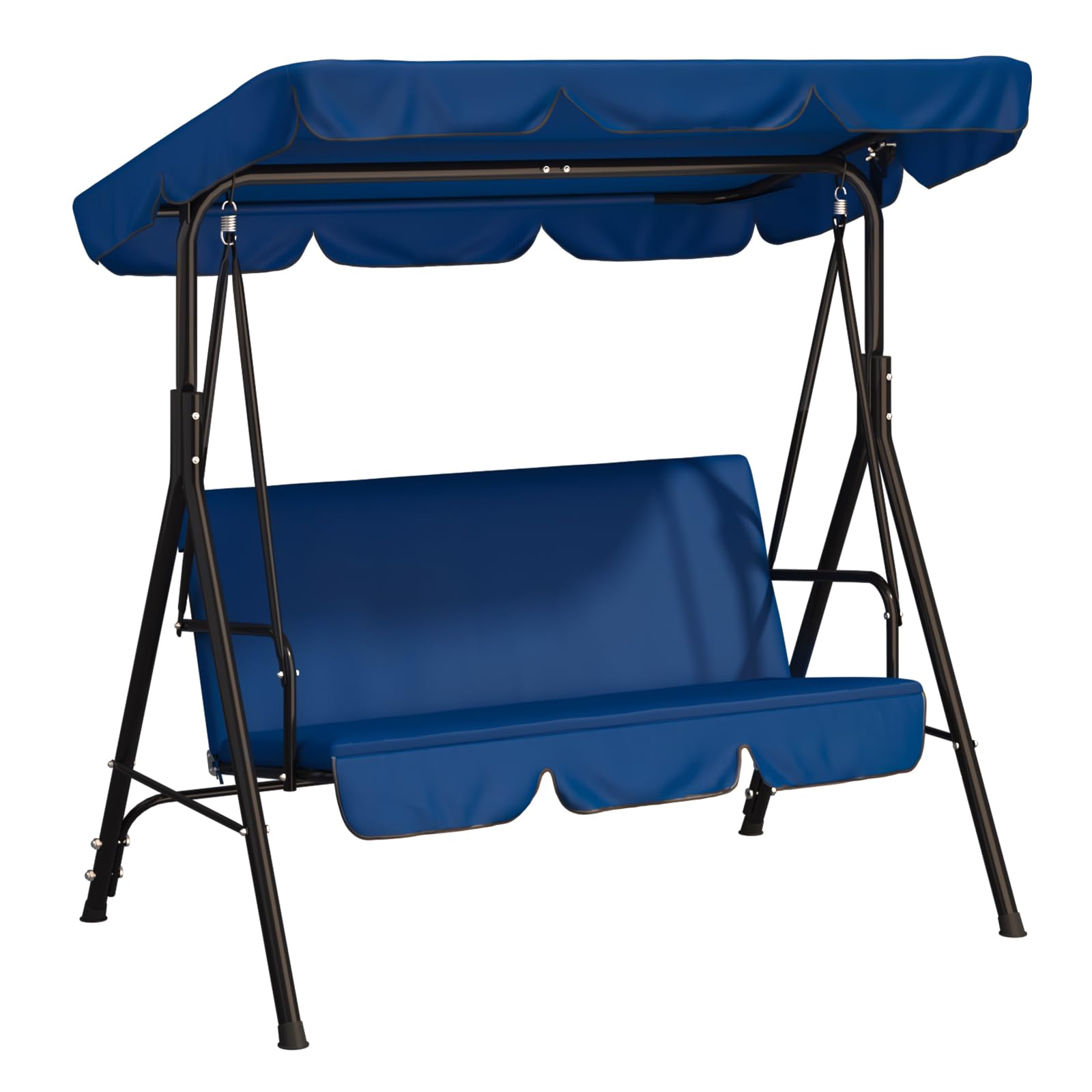 YODOLLA Balancelle de Jardin 3 Places, Auvent Réglable & Coussin Amovible, Charge 204kg, Balancoire Extérieure pour Terrasse, Piscine, Porche, 172 × 112 × 151 cm (Bleu)