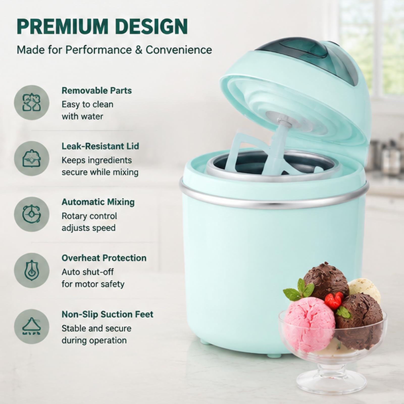Machine à crème glacée, machine à dessert personnelle à une touche de 800 ml