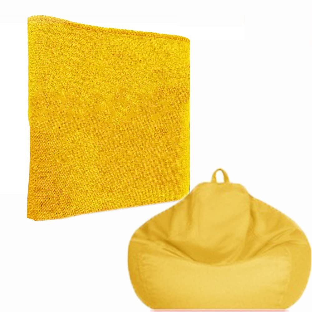 SXBCyan Big Cotton Linen Beanbag Sofa Cover Corner Seat Lazy Bean Bag Chair Pouf Salon Ottoman Puff Relax Lounge Couch (Color : Yellow, Size : 90cm-cover)