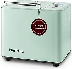 Neretva Máquina de fazer pão, 20 em 1, máquina de fazer pão automática de 900 g com configuração de massa fermentada de pizza sem glúten, digital, programável, 1 hora de manter aquecido, 2 tamanhos de