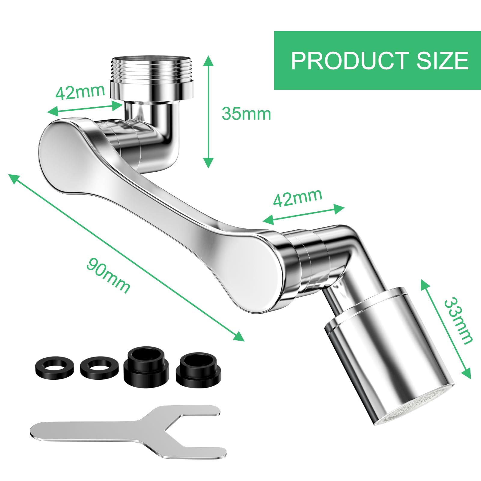Aireador de Grifo Extensor Giratorio 1080°, Universal Extension Difusor Con 2 Modos de Chorro para Baños y Cocinas