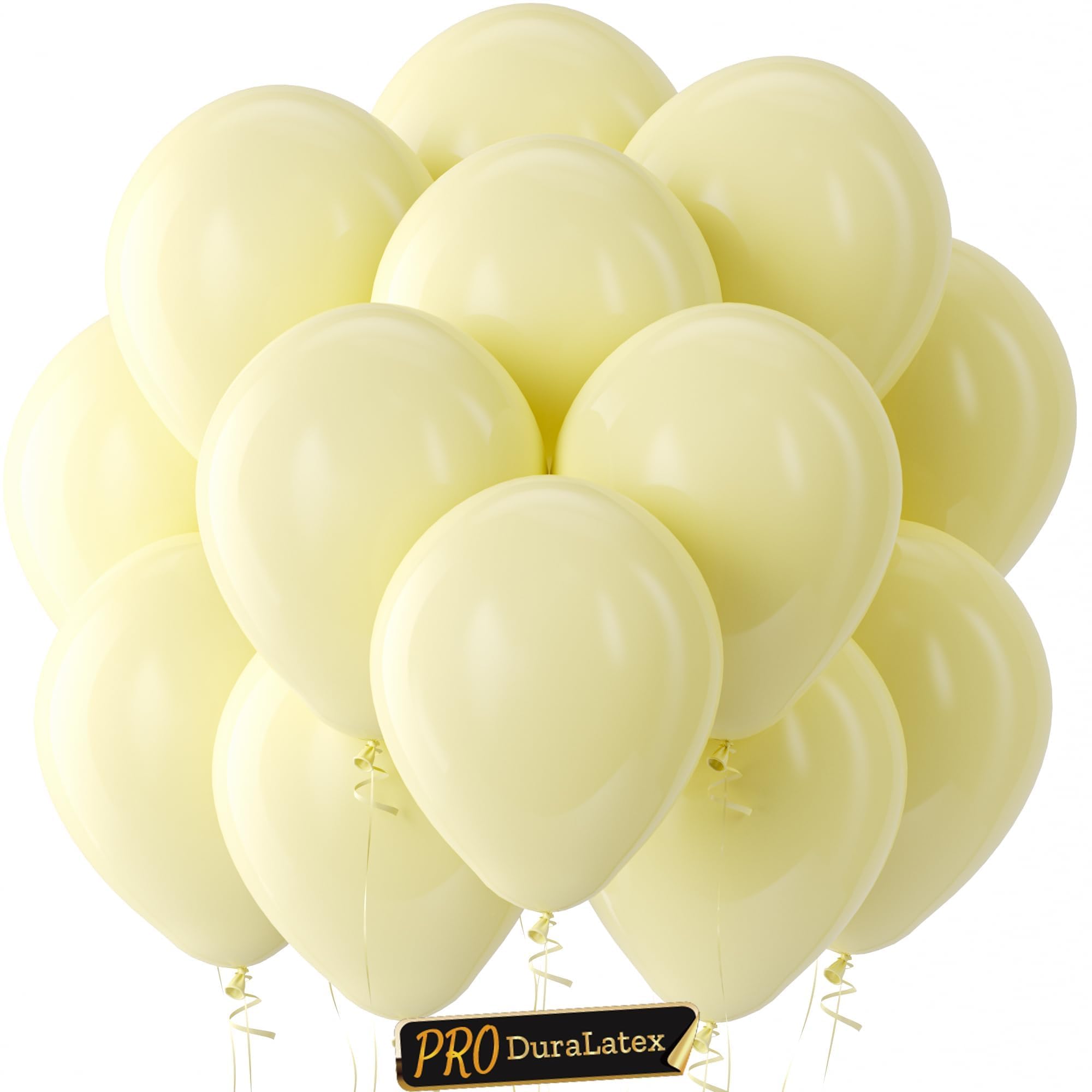 Bezente Pro Duralatex Pastel Yellow Extra-Thick Balloons 100 Pack 12 inch