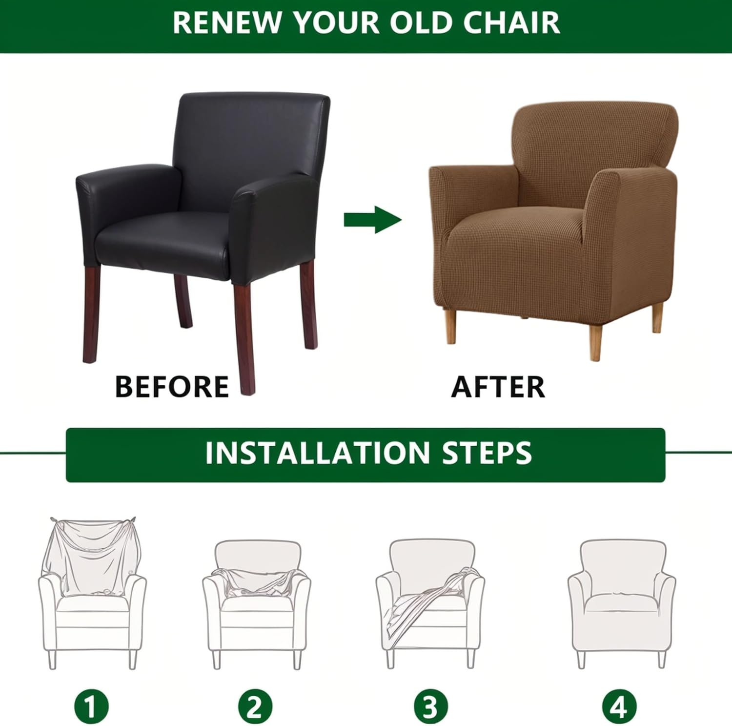 LiveGo Stretch Banquet Armchair Slipcover, Knit Chair Covers with Arms - Image 3