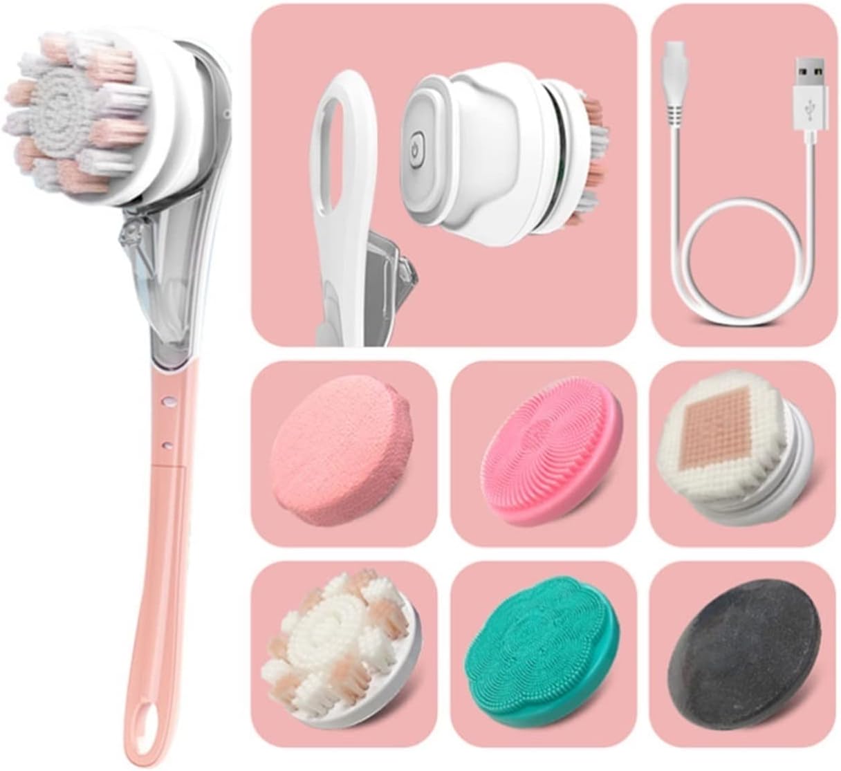 UZOURI Electric Shower Brush Bath Brushes Back Scrubber for