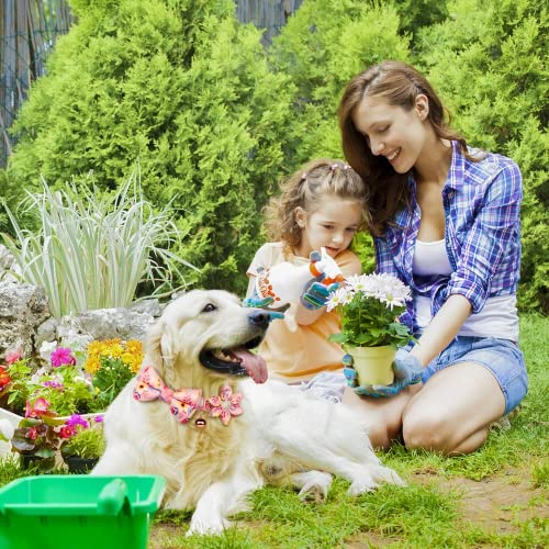 AUAUY Hundehalsband und Leine, verstellbares und bequemes Halsband, Blumenmädchen-Blumenmuster und Gravur, Haustierhalsbänder mit schöner Fliege und Glöckchen für kleine, mittelgroße und große Hunde