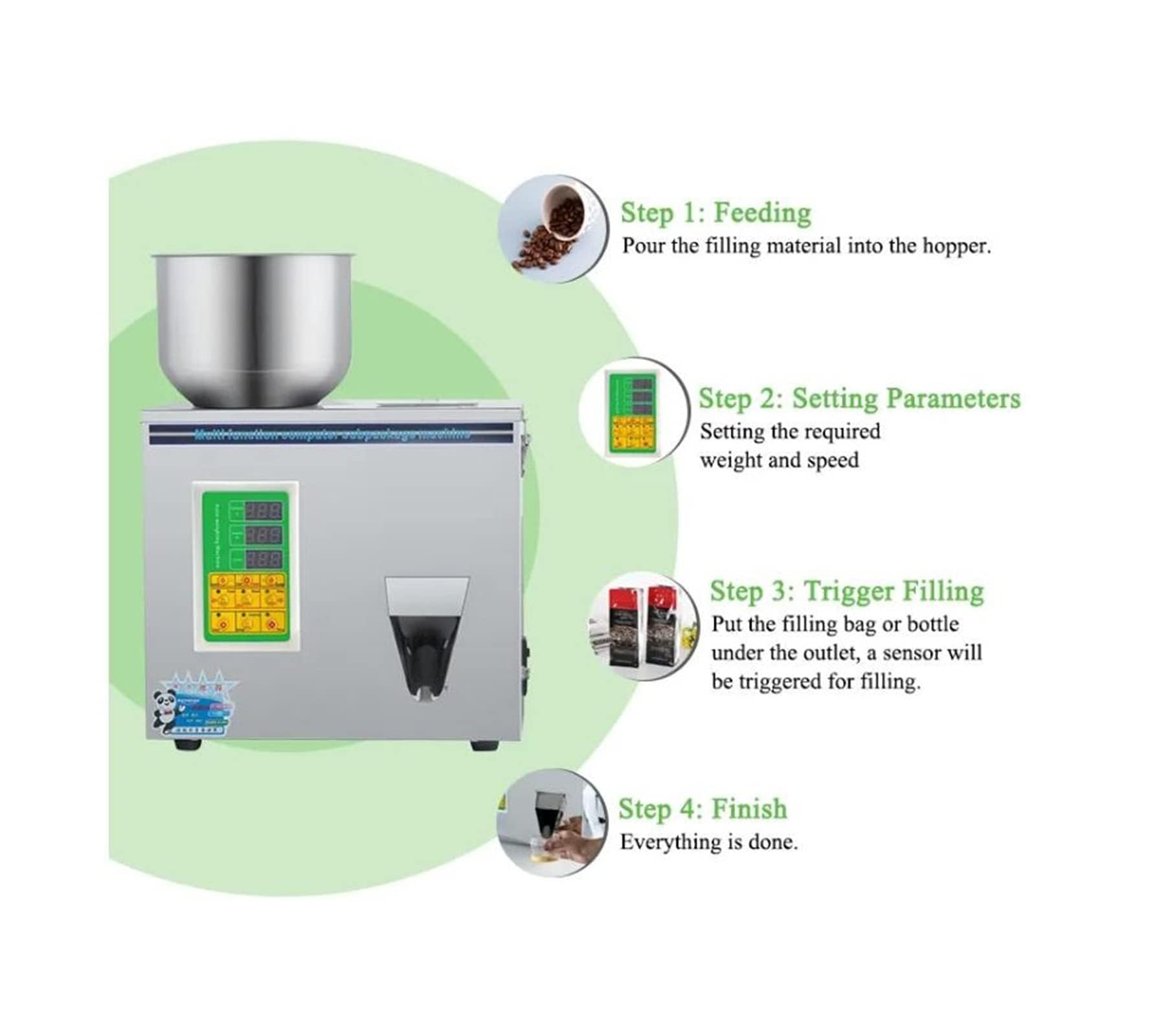 Macchina di rifornimento automatica della polvere, sistema di pesatura e confezionamento dei granuli per spezie, produzione efficiente con caratteristiche di misurazione, attrezzatura ad alte