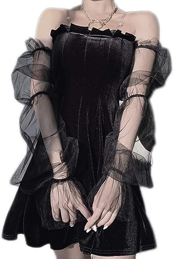 Amazon Co Jp ゴスロリ風 シースルー オフショルダーワンピース 魔女風ベロアドレス 姫袖 ゴシック パンク ロック ロリータ ビジュアル系 V系 sサイズ 服 ファッション小物 Amazon Co Jp ゴスロリ風 シースルー オフショルダーワンピース 魔女風ベロアドレス 姫袖 ゴシック パンク ロック ロリータ ビジュアル系 V系 sサイズ 服 ファッション小物