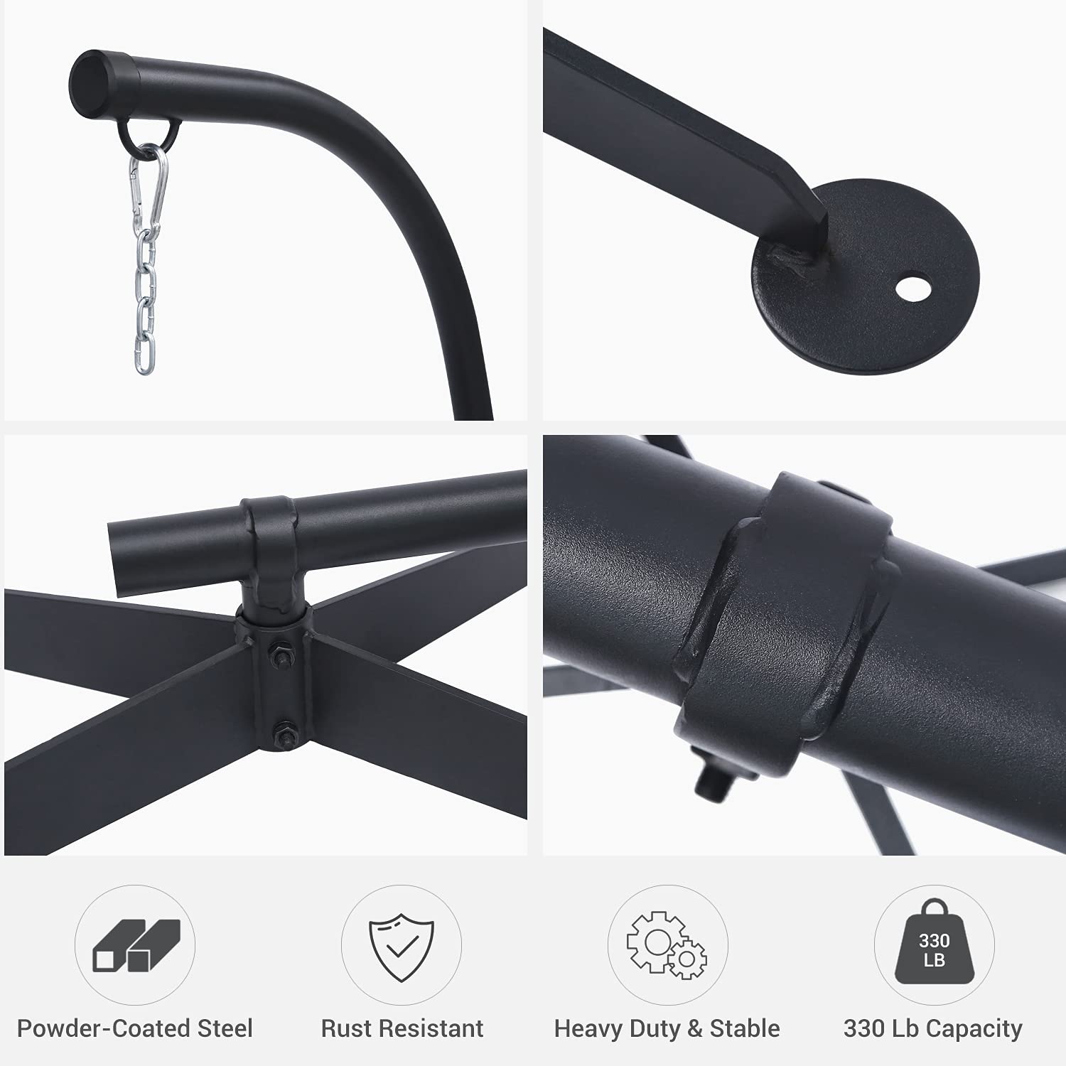 Ohuhu Swing Chair Hammock Chair with Solid Steel C Stand, Hanging Swing