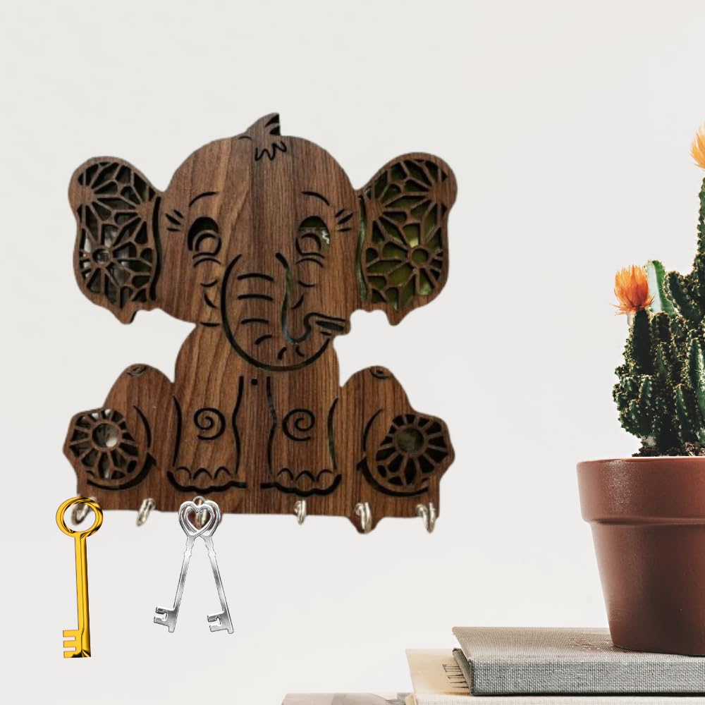 SHREE KRISHNA HANDICRAFTS Premium Home Keys Wooden Key Holder6 Hook - Decorative Items for Home Decor (Brown) (B0DF6KX3GS) Amazon Price History, Amazon Price Tracker