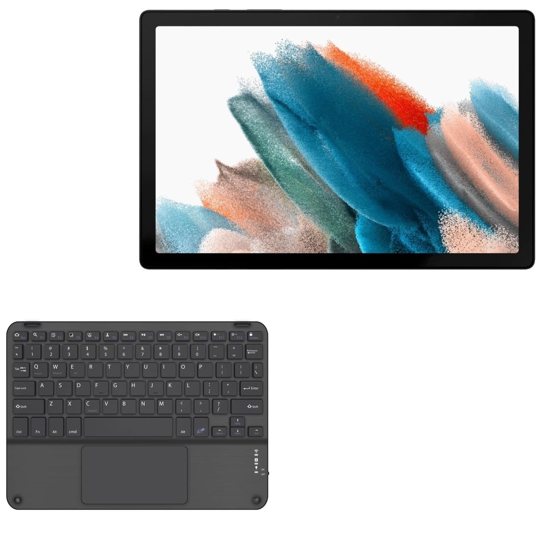 BoxWave Keyboard Compatible with Samsung Galaxy Tab A8 10.5 (2021) - SlimKeys Bluetooth Keyboard with Trackpad, Portable Slim TouchPad - Jet Black