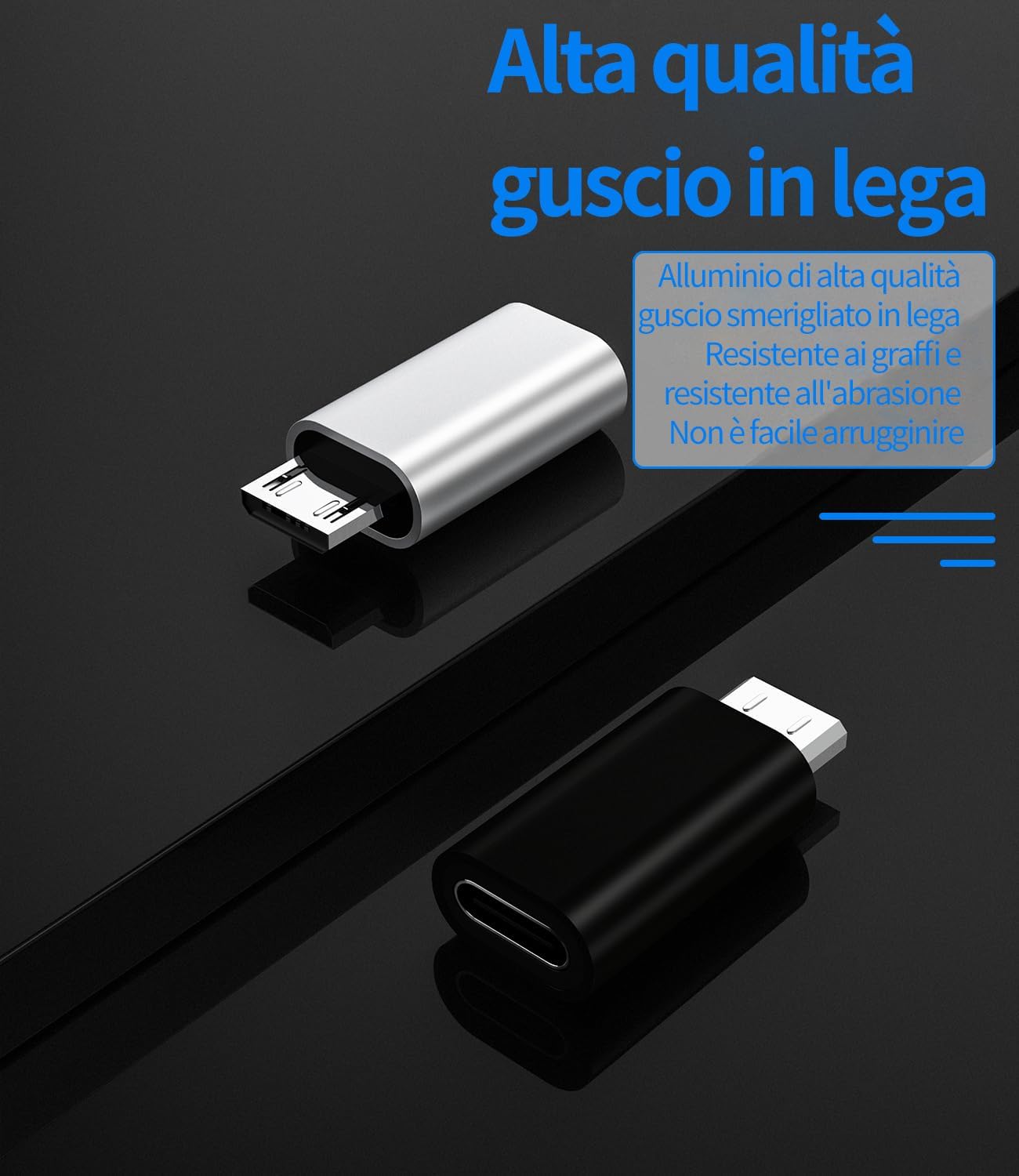 Adattatore USB C Micro USB (3 confezioni) cavo tipo C femmina a micro USB maschio compatibile Samsung S7 ricarica dati