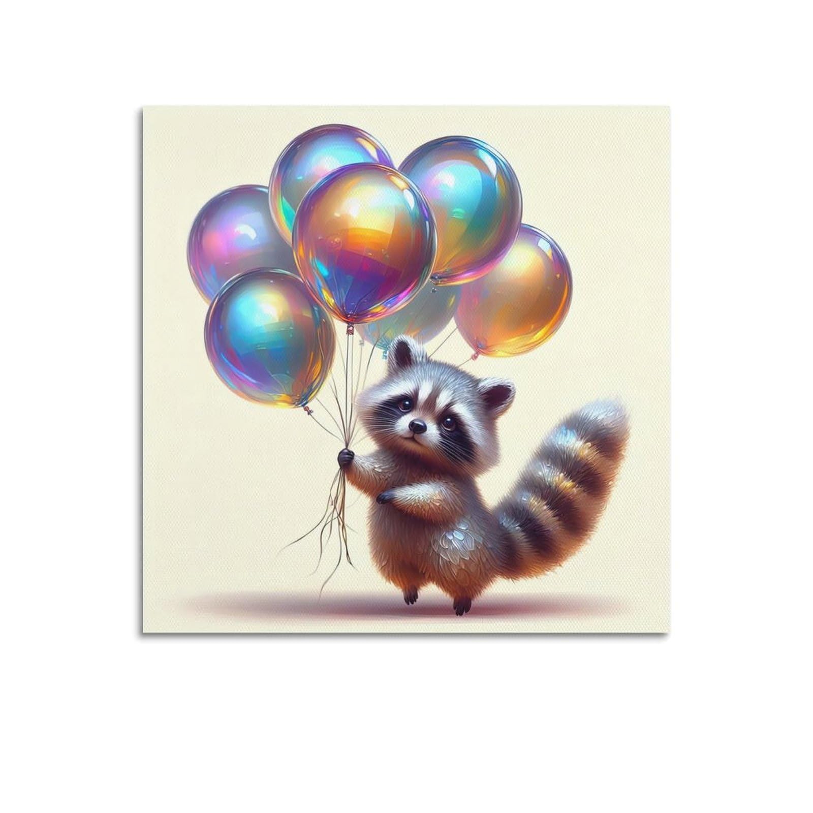 WZKTCL Animal Poster Raccoon Balloon Dream Poster Decorative Painting Canvas Wall Posters And Art Picture Print Modern Family Bedroom Decor Posters 16x16inch(40x40cm)