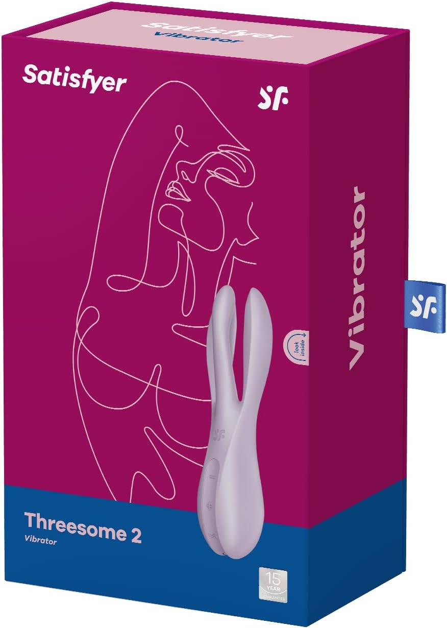 Satisfyer, Threesome 2 Inch Vibrator with 3 Motors for Clitoral and Labia Stimulation 14 cm Lilac