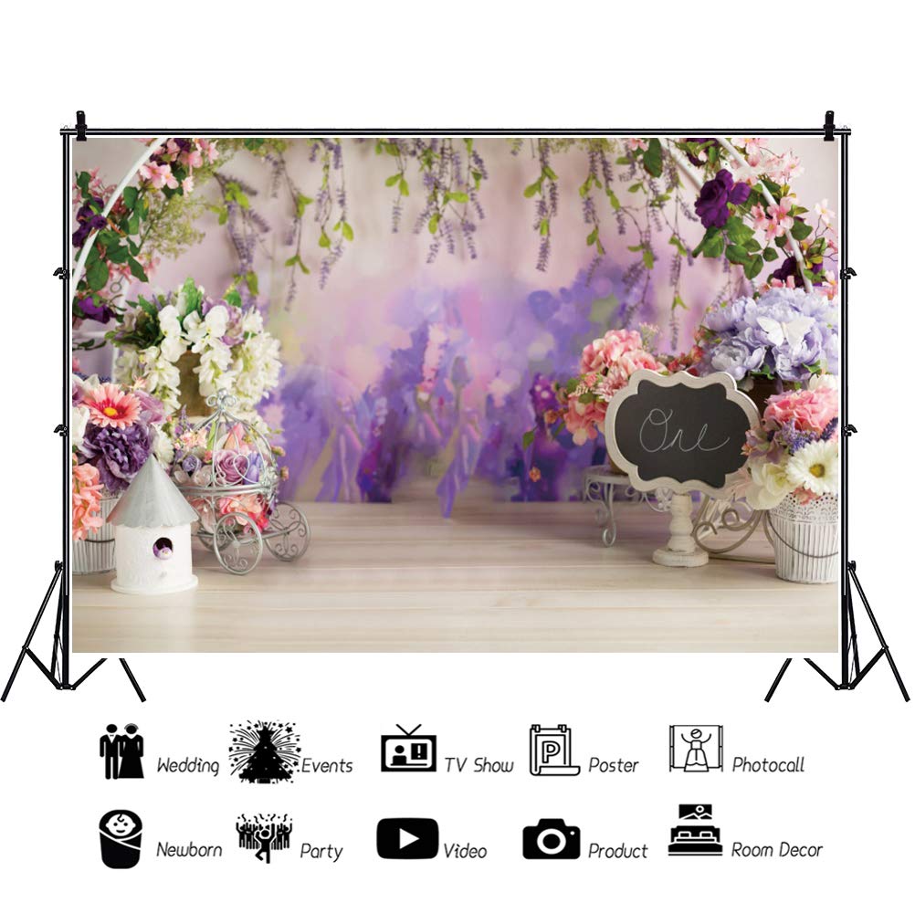 Leowefowa Fotohintergrund 3x2,5 M, Blumenhaus-Design Für 1. Geburtstag, Baby-Fotoshooting