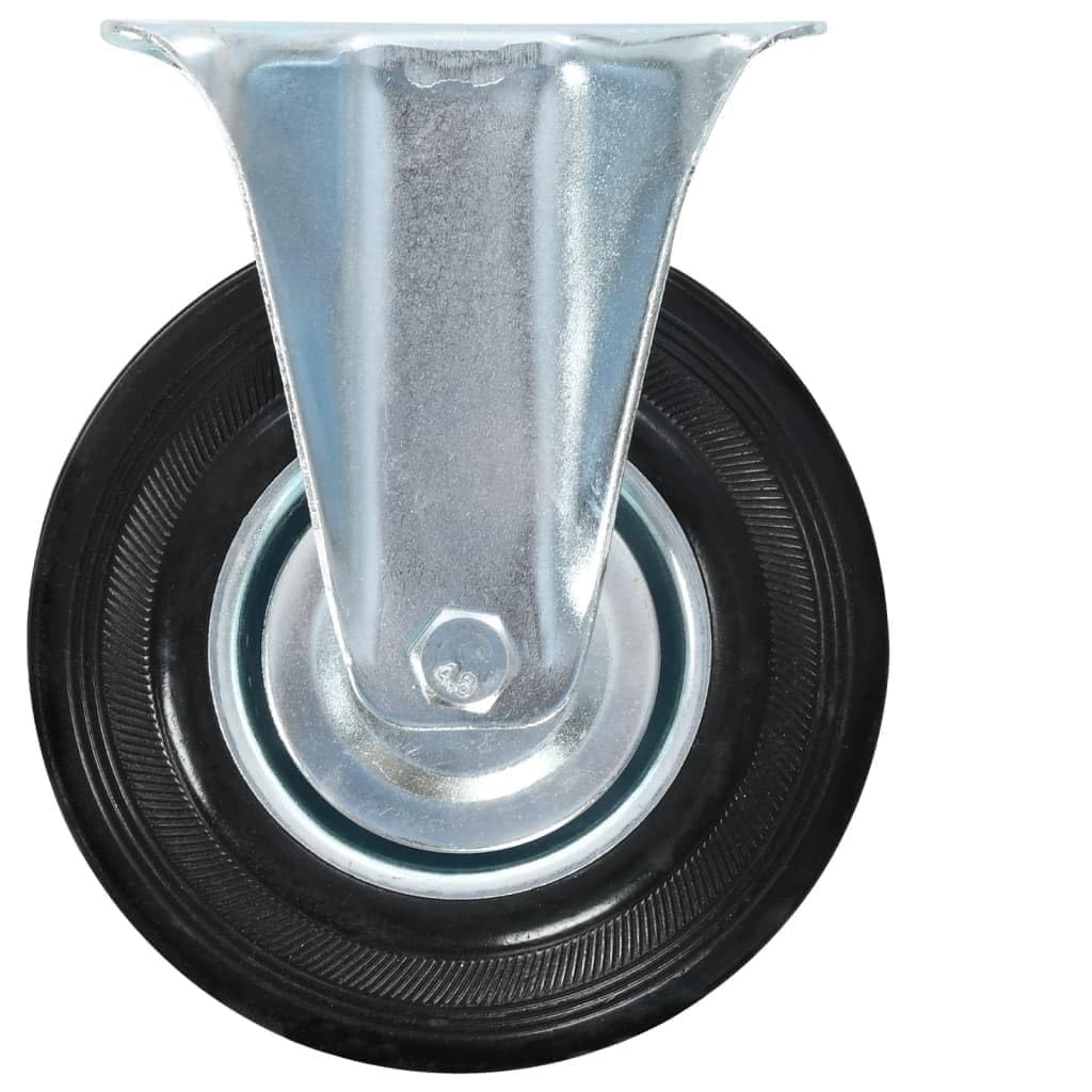 8 Stk. Bockrollen 125 mm Gummi mit Zinkbeschichtung, 100 kg Tragkraft, für Werkstatt, Industrie, Lager, Transportwagen, Plattformwagen, Schwerlast und Materialtransport