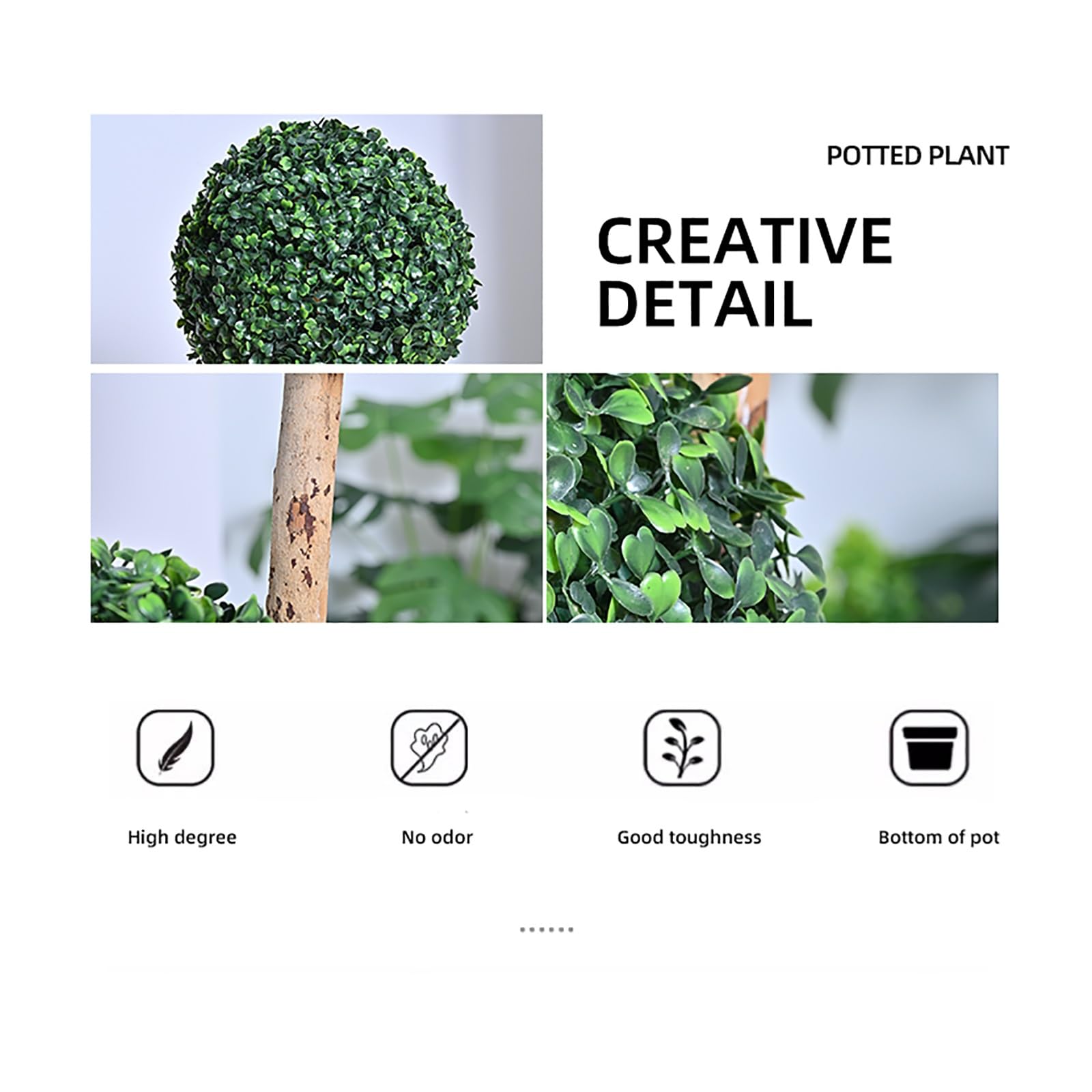 Albero Artificiale Decorativo, Albero Topiario a Forma di Palla di Bosso in Vaso, Pianta Finta per Decorazioni Interne/Esterne, Verde Scuro(Medium)