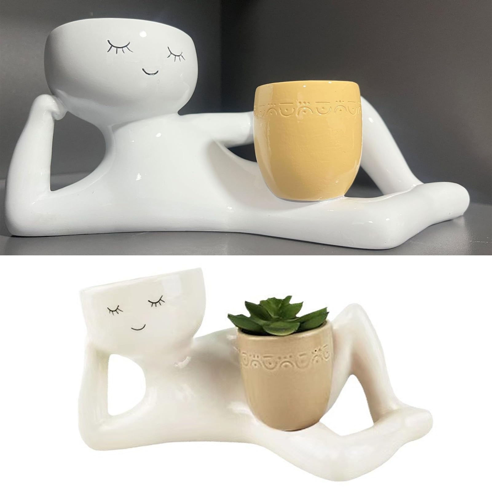 BAFOVY Cute Pot, Designed With Breathable Synthetic Resin Material, for Desktop Ornament Decoration With, Ideal Planter for Plants