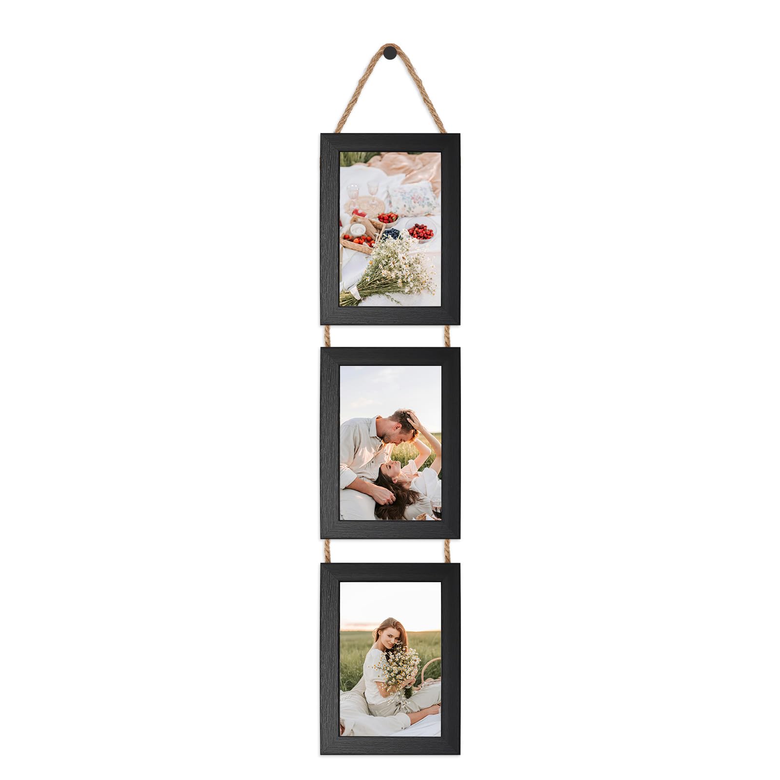 QUTREY 4x6 Picture Frames Collage Black, 3 Openings