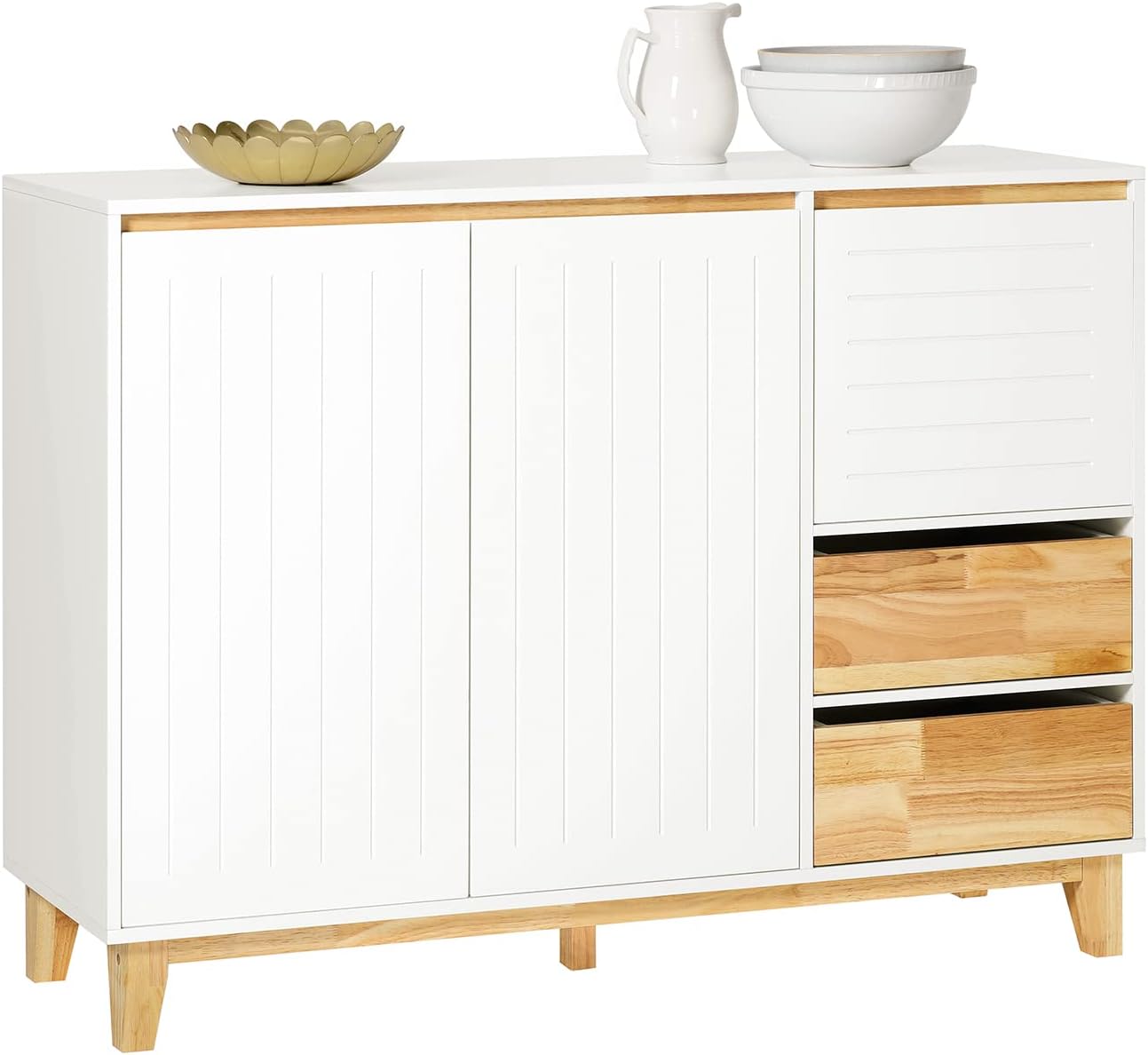 HOMCOM Buffet Moderne - Meuble de Rangement sur Pied 3 niches Placard