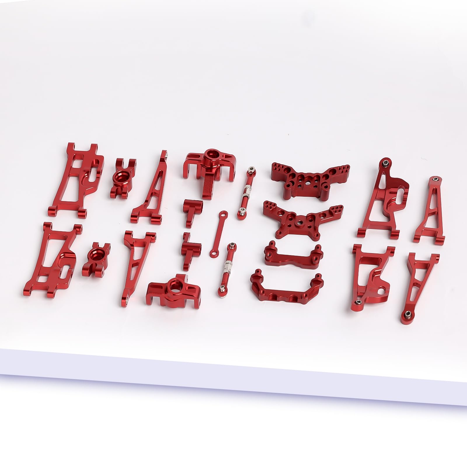 Oisunt 21/PCS Metal Repalcement Part Kit for Hyper Go H14BM, 14209, 14210 1/14th RC Car Upgrades, Spare Aluminium Accessory Full Set with Screws(Red)