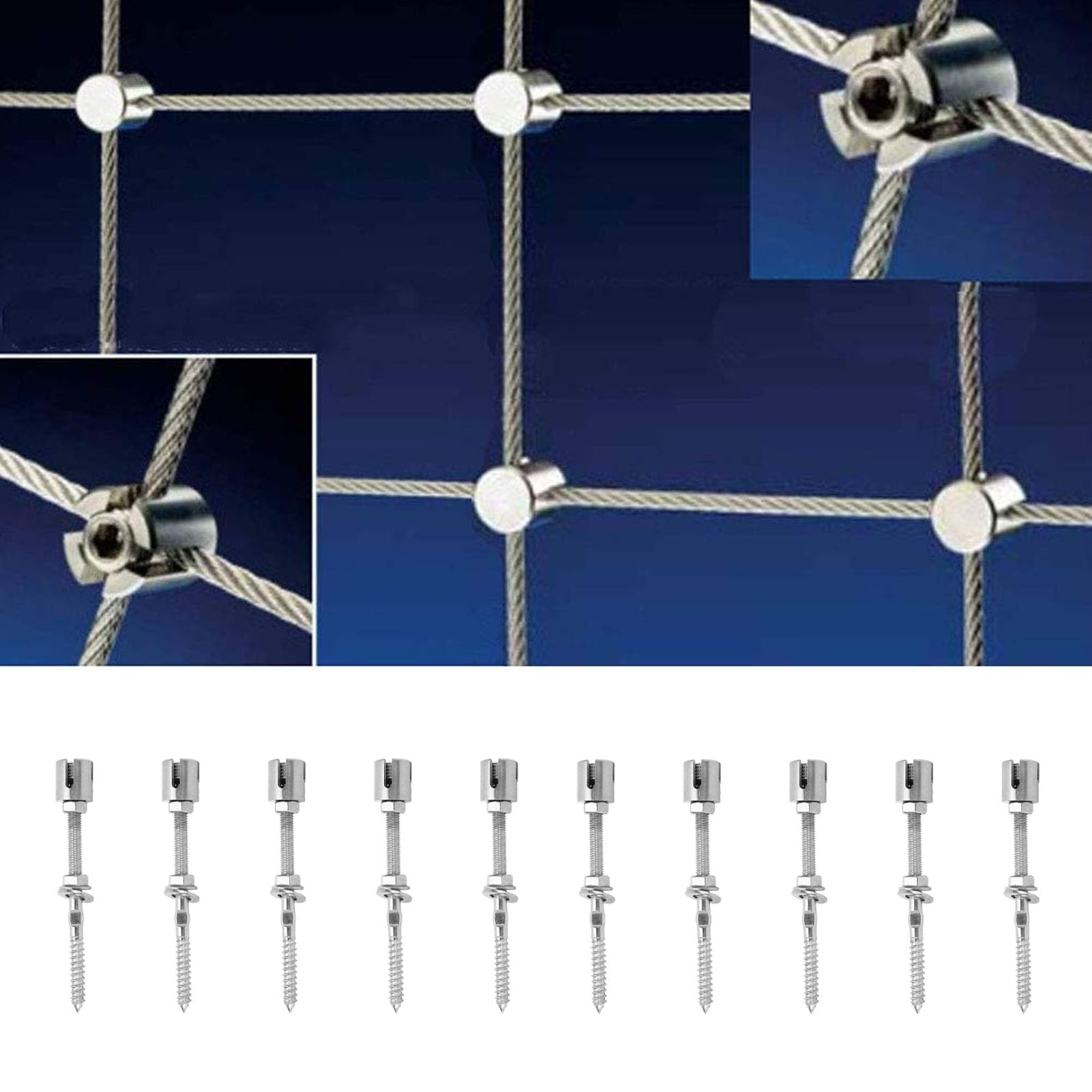 Morsetti per Cavi Incrociati, Morsetti per Cavi Incrociati in Acciaio Inossidabile 316, 10 Pezzi Funzionamento Semplice Lunga Durata per Applicazioni su Ringhiere (4mm)