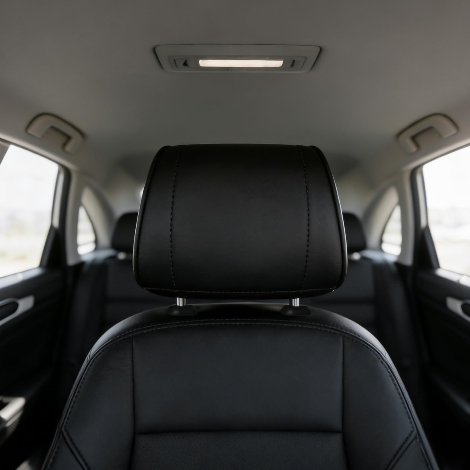 Cuscino ergonomico in memory foam per poggiatesta auto (distanza 15 cm), cuscino in pelle nera per alleviare il dolore al collo, per guida a lungo raggio, supporto durevole per camper e camper
