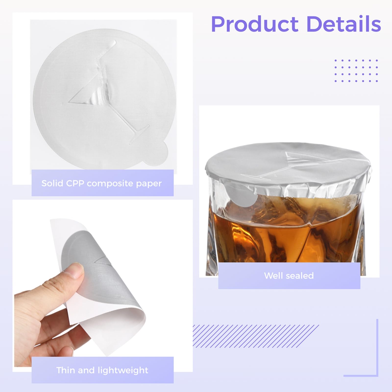 100 Pcs Disposable Drink Covers, Cpp Paper Lids to Protect Beverages, Ideal for and Outdoor Use, Fits Standard Cups and Glasses