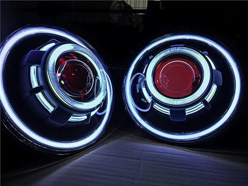 Proyectores LED Demon Eye de 7 pulgadas, faros delanteros redondos de 35 W con anillos de halo de ángulo para Wrangler JK 2007-2018 aprobado por DOT