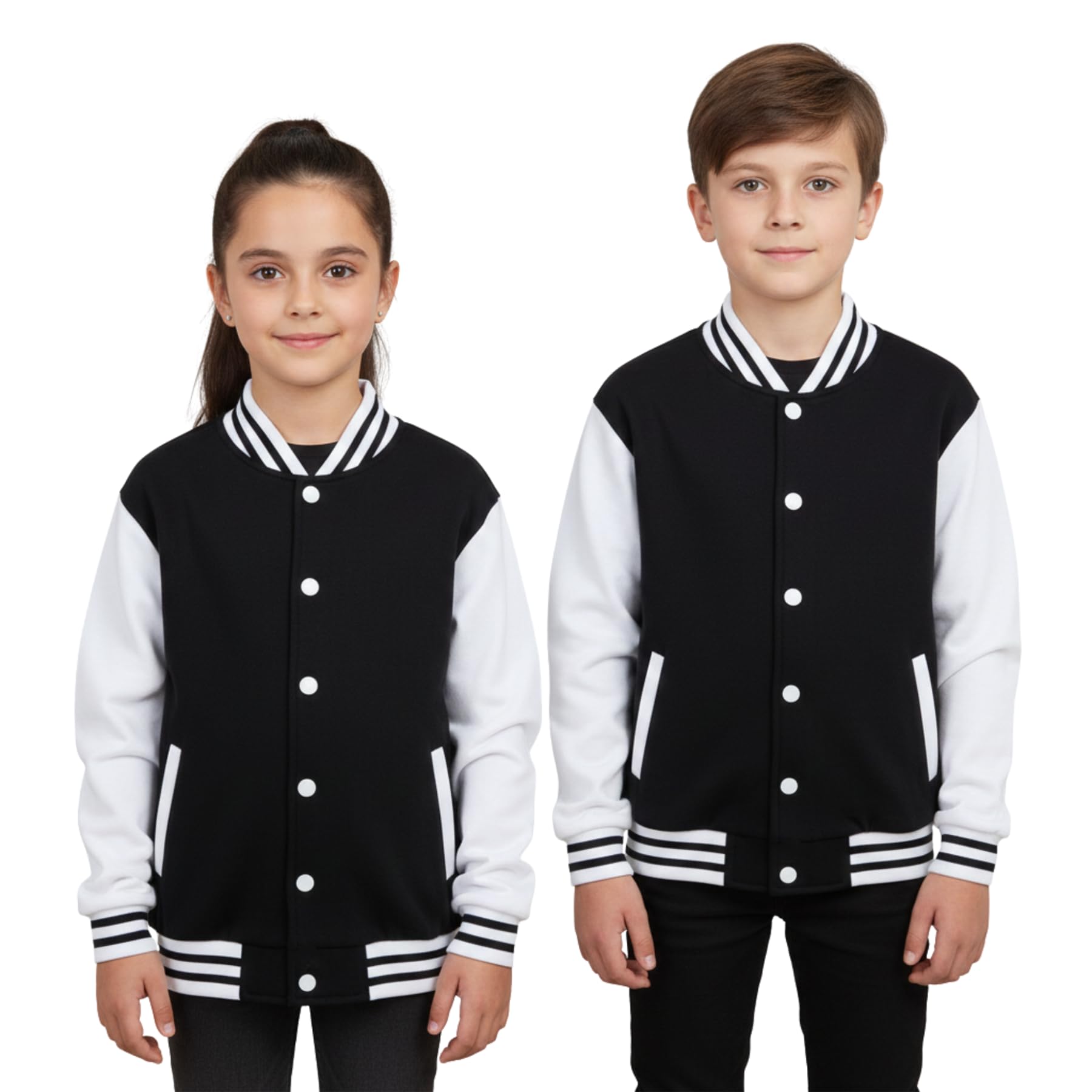 A2z 4 Kids Black Baseball Contrast Varsity Jacket Stand Collar Coat