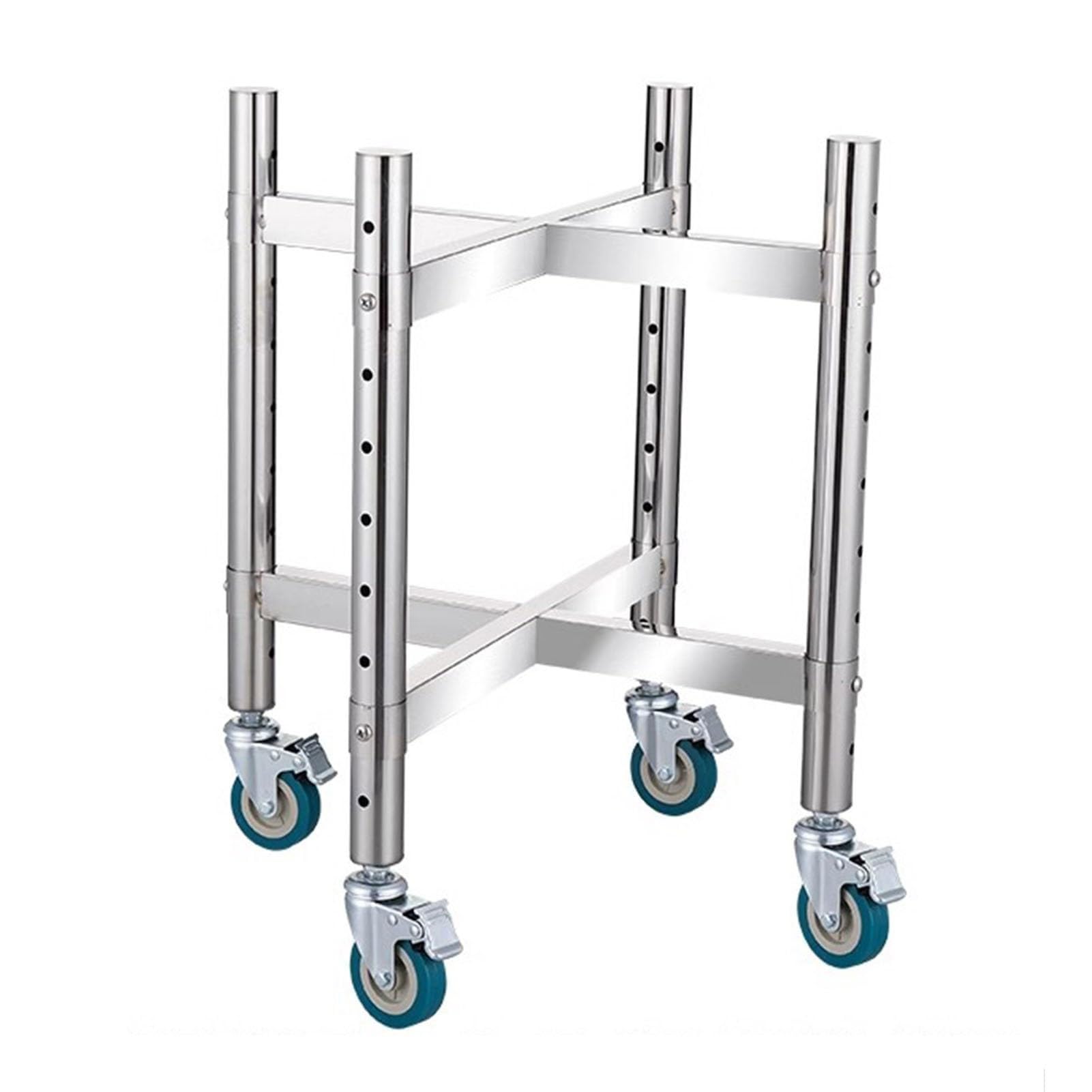 Estante para ollas de acero inoxidable resistente, estante de metal de altura ajustable con ruedas, carrito de cocina rodante para restaurantes y hoteles