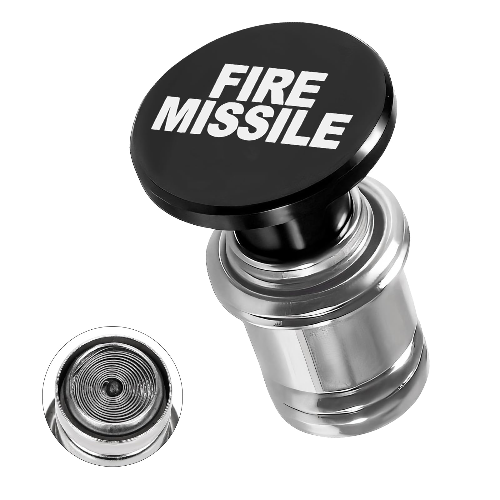Fire Missile Car Cigarette Lighter, 12 Volt Aluminum Auto Cigarette Lighter Plug Replacement, Universal Cigarette Lighters Button Decoration for Most Vehicle Socket Size A (Black)