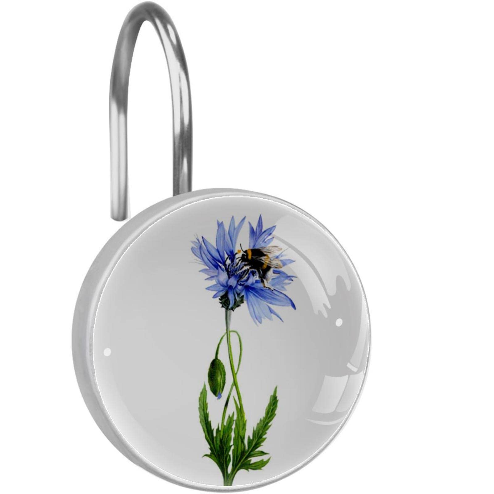 Anneaux de rideau de douche style nature pour une salle de bain zen et fleurie