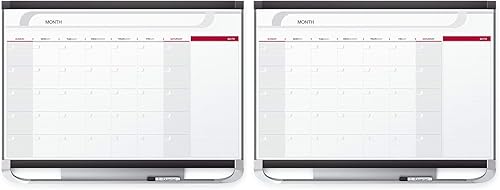 Quartet - Pizarra con calendario de borrado en seco, planificador, pizarra blanca magnética, 3 x 2 pies, anual, superficie de borrado total,