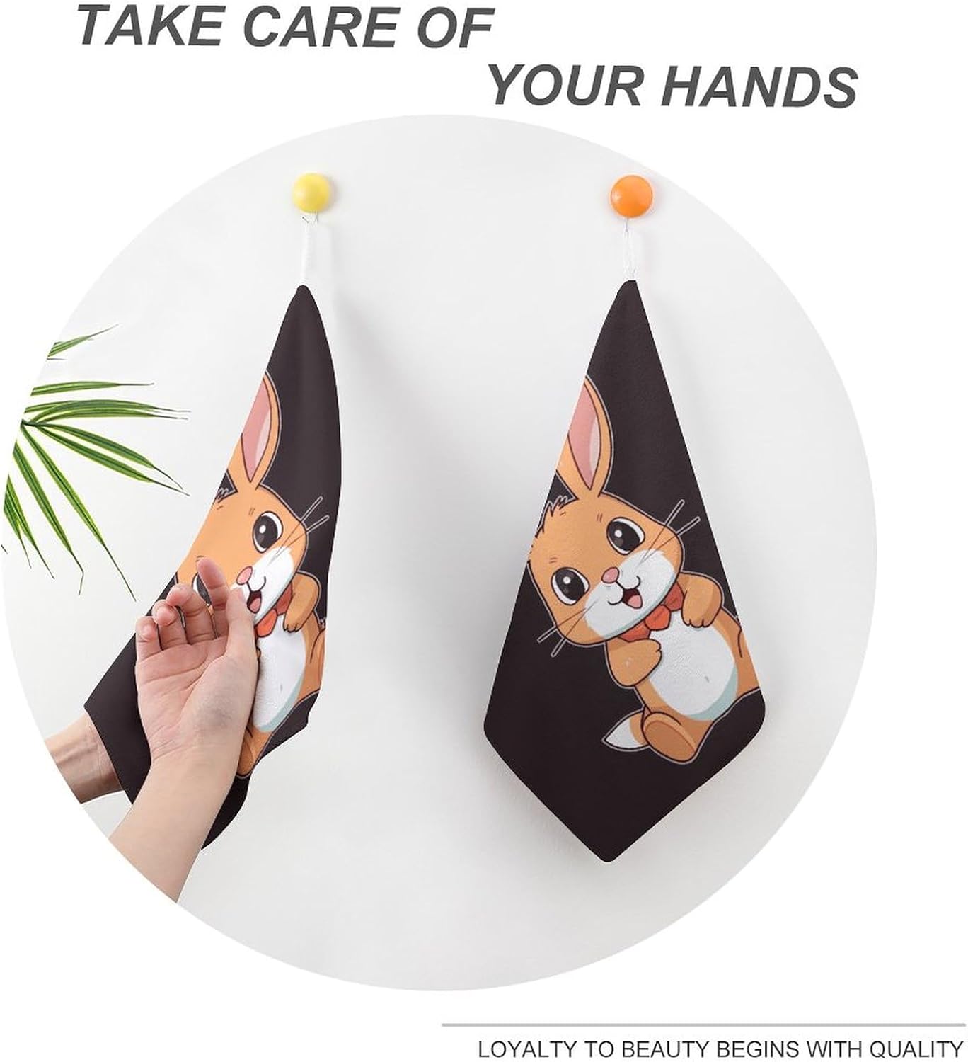 1PCS Kitchen Towels Set Super Absorbent Dish Towels 12 X 12 Inches Multipurpose Dishcloth Cute Cartoon Rabbit Hand Towel Microfiber Cleaning Cloth for Cooktop Dishes Sinks Dishcloths image 4