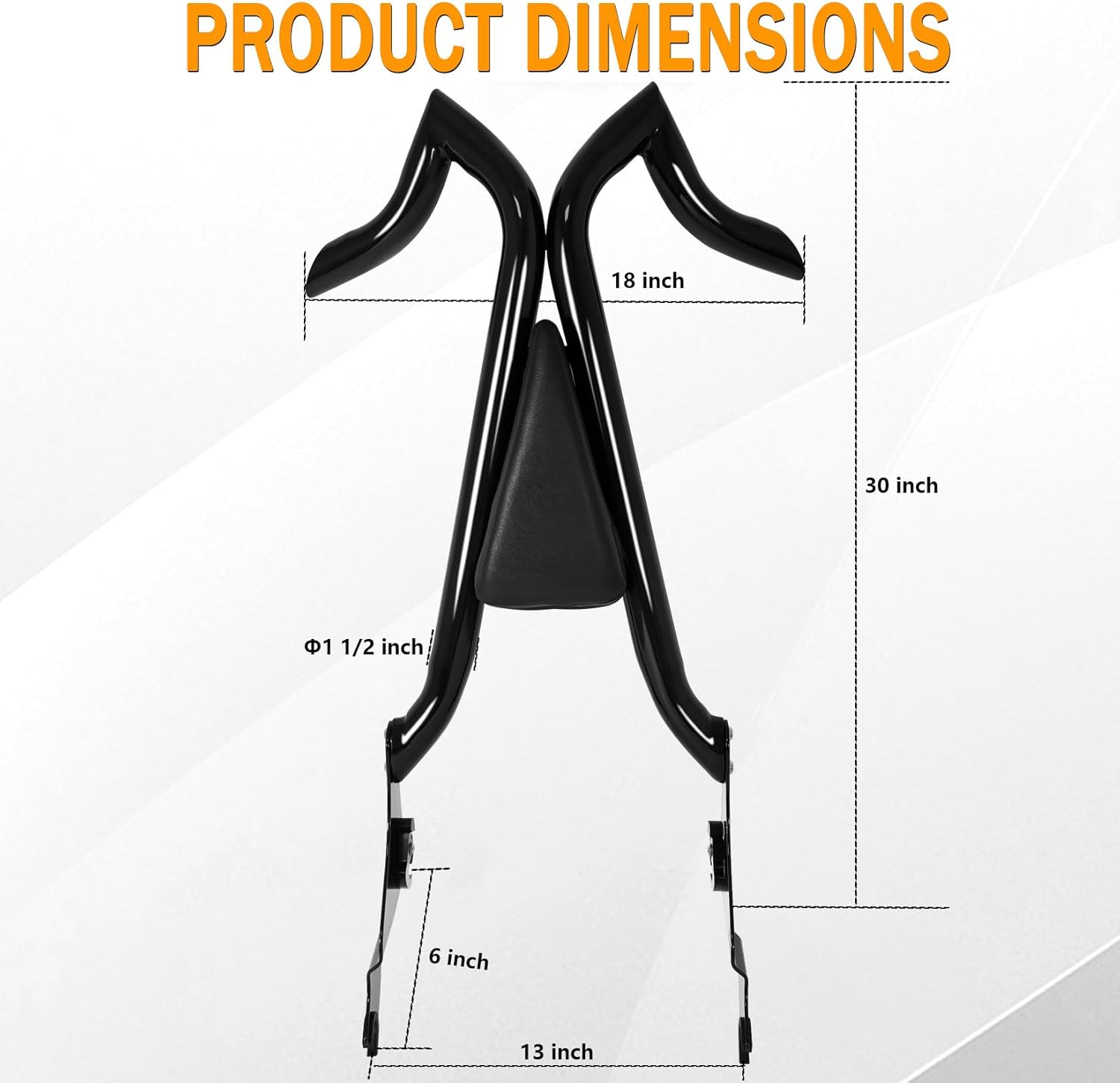 Sissy Bar Backrest for Harley Davidson, 1 1/2" Bar Detachable Passenger Back Rest Rear Pad for Harley Touring Road Glide Street Glide Road King Ultra CVO Limited Electra Glide 2009-2024