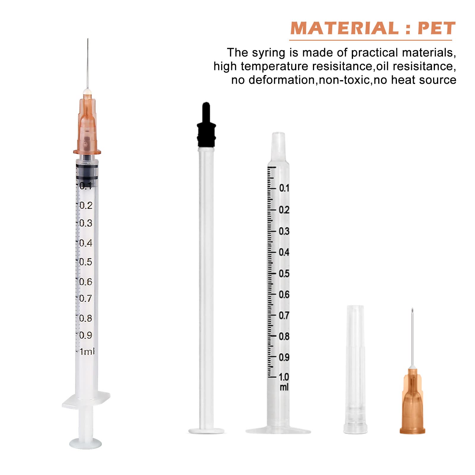 100 pezzi siringa da 1 ml, set di siringhe Vegena da 1 ml in tubo di plastica, siringhe monouso, siringa dosatrice piccola, siringa per liquidi, confezione sigillata indipendente, siringhe monouso
