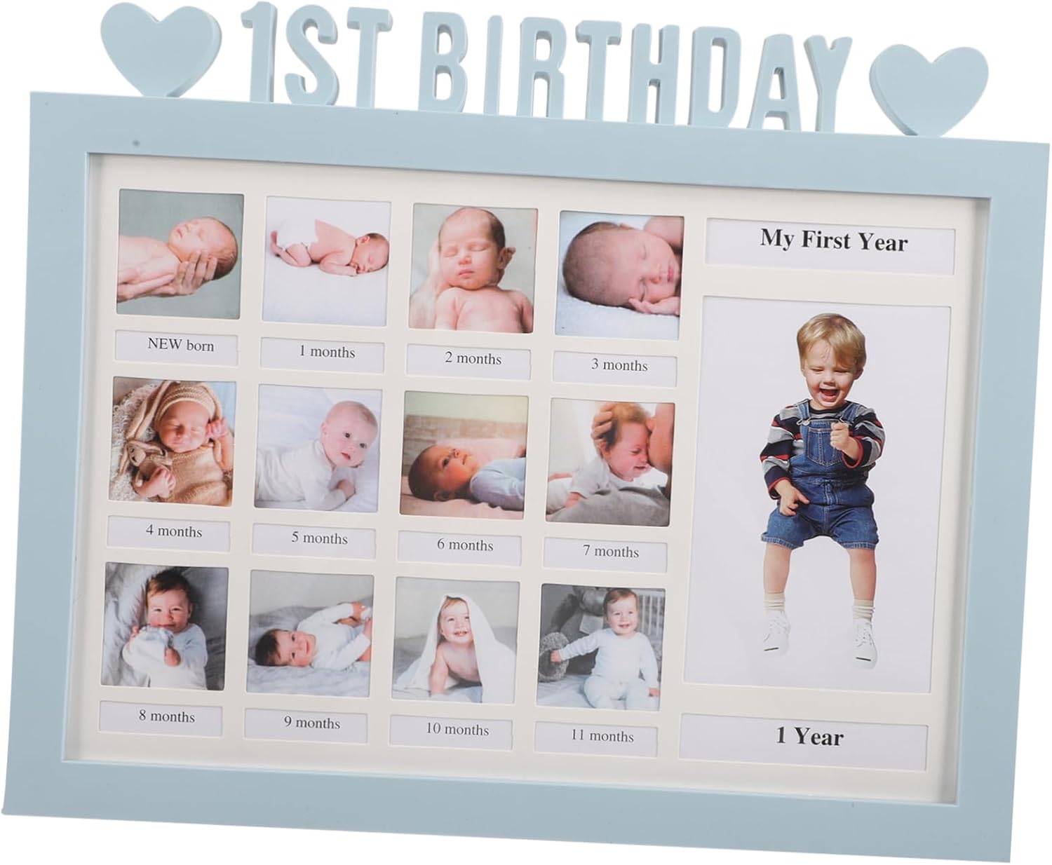 Commemorative Photo Ornament Frames Personalizd Birthday Boy -shower Custom Frame Picture Frame Born Record Boys Pictures Frame Memories Plastic Sky-blue