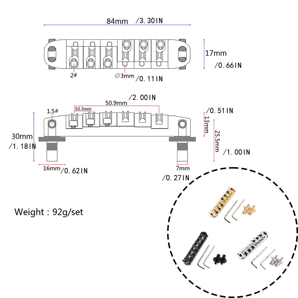Set di 5 rulli per chitarra elettrica ponte regolabile strumento musicale sella manutenzione pezzi di ricambio kit professionisti principianti nero