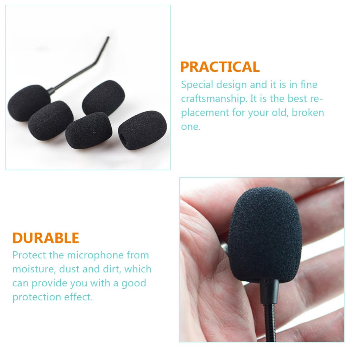 Toddmomy Lot de 40 Housses en Mousse Noires pour Microphone Cravate, Protection la Saleté, Remplacement Pratique et Professionnel pour Micro Casque