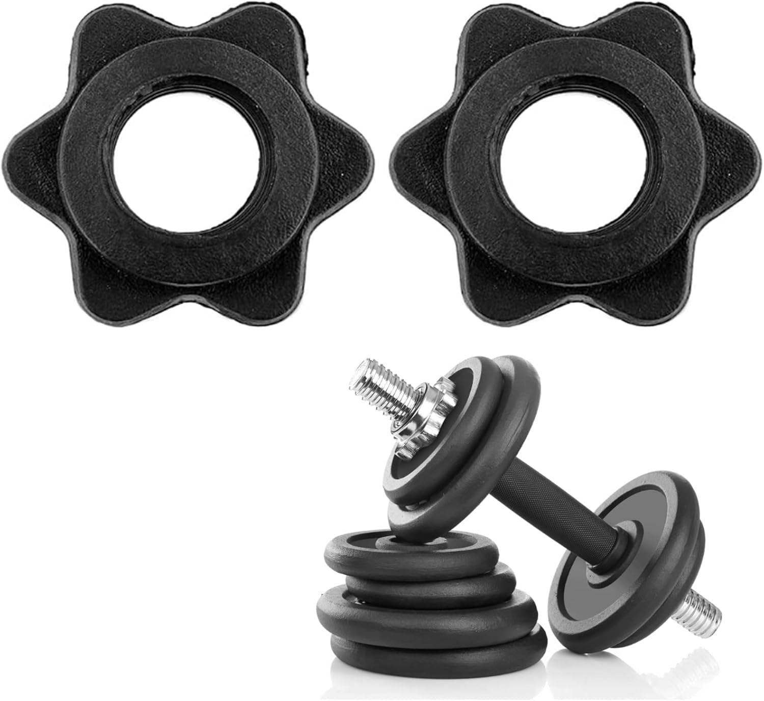 2pcs Barbell Bar Hexagon Nuts,Dumbbell Hex Nut Spinlock Collar Spin