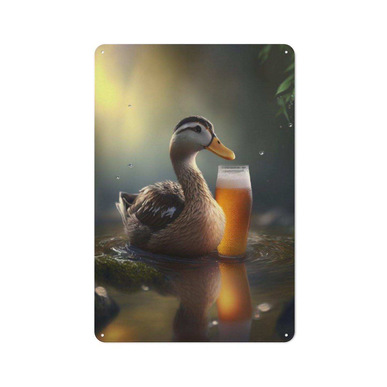Junmoney Duck Beer Cottage Style Country Metal Sign 30X20cm, Farmhouse Wall Decor For Farmhouse Kitchen, Pantry Or Dining Area
