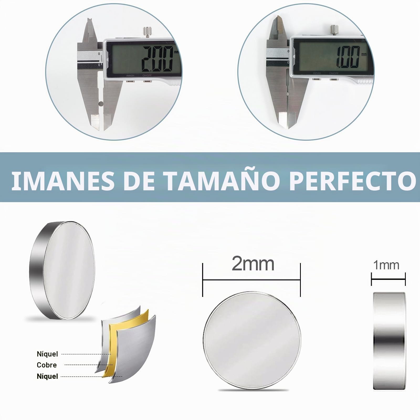 UTOMAG 300 Piezas Imanes de Neodimio Fuertes 2x1mm Redondos para Refrigerador Manualidades