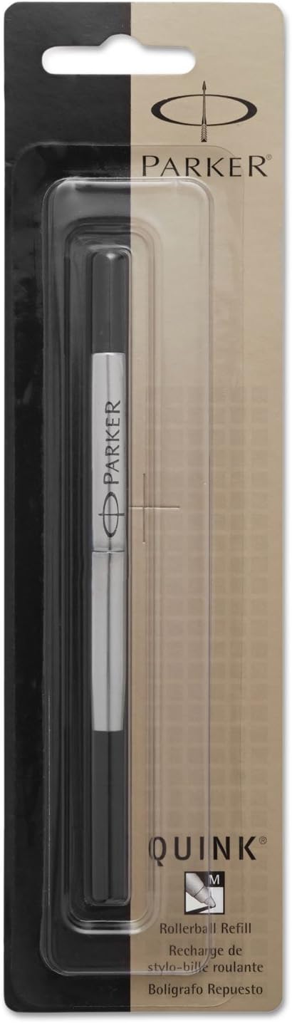Parker 3021531 Refill for Roller Ball Pens, Medium, Black Ink