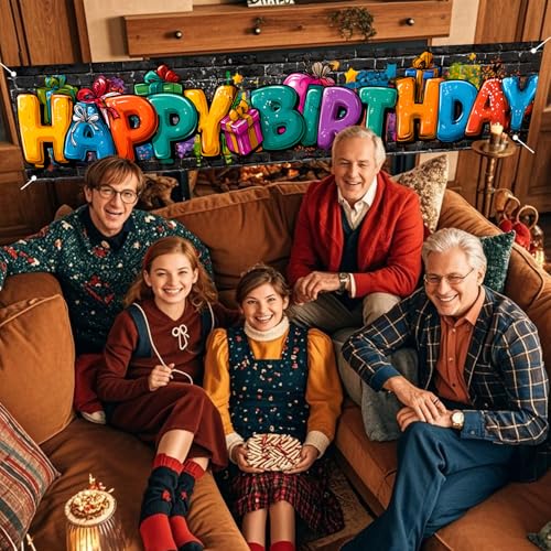 Image of Nuxovilar Happy Birthday Graffiti Banner 18x79 Inches Polyester