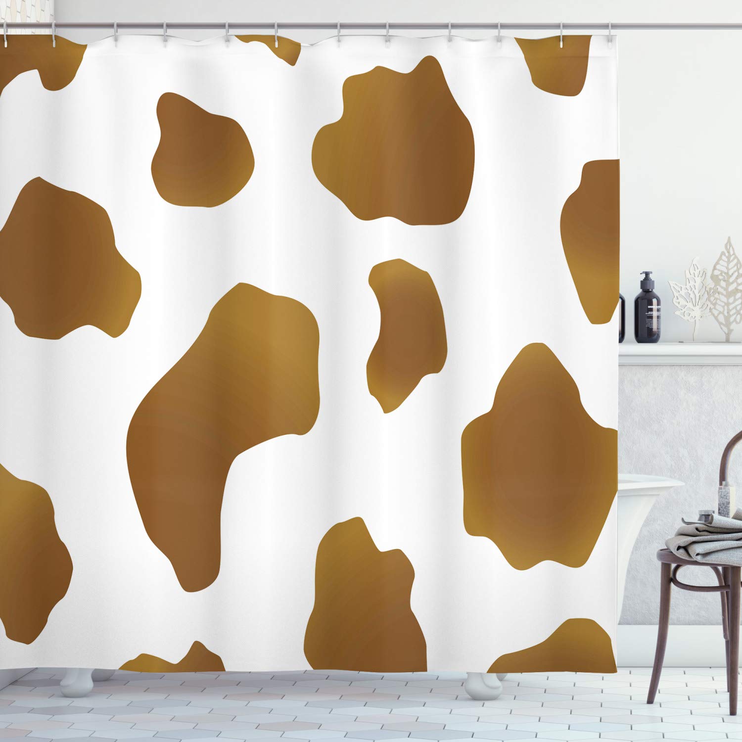 Duschvorhang Mit Kuh-Motiv – 183x198 Cm, Polyester, Wasserdicht, Inkl. 12 Haken, Perfekt Für Kinder-Bad & Bauernhaus-Stil