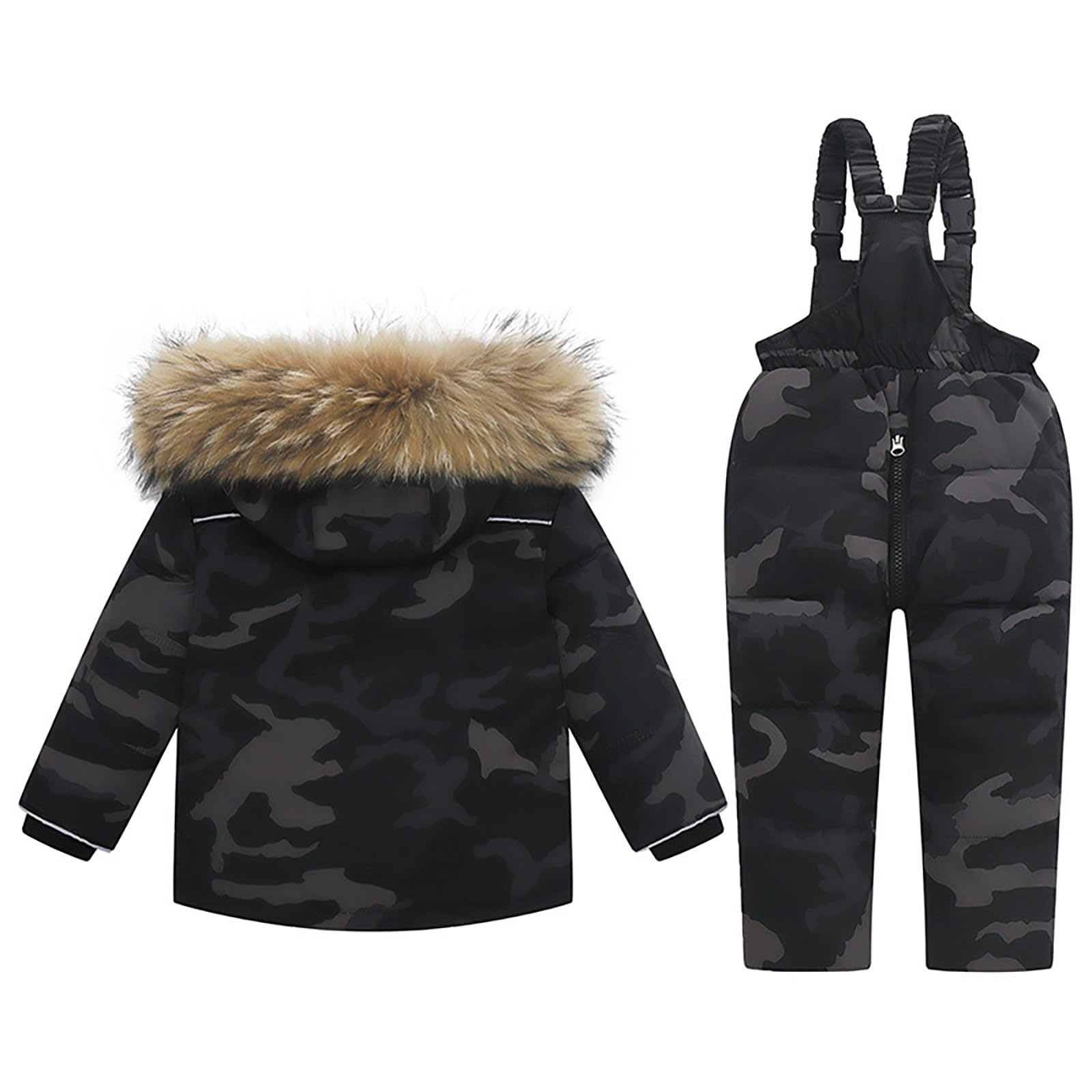 Conjunto de chaquetas de esquí con capucha para niños y niñas, térmicas, impermeables, con peto, trajes de nieve para niños, abrigos térmicos resistentes al viento, abrigos acolchados de snowboard