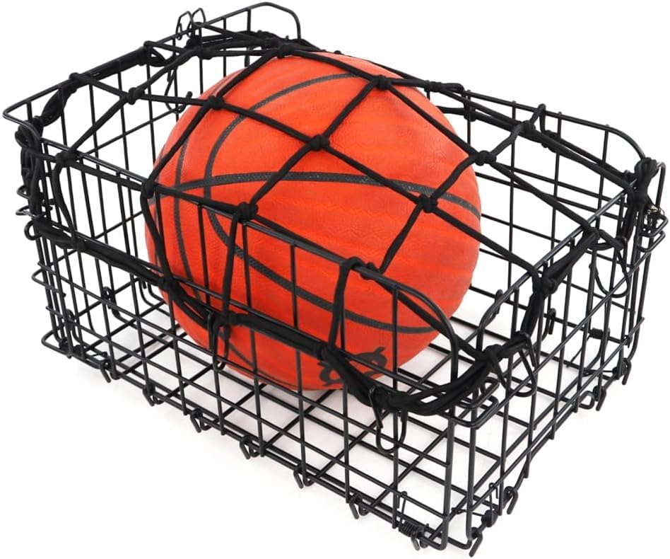 Fahrradkorb Hinten Fahrradkörbe stabil faltbar Fahrradkorb mit Gepäcknetz Hundekorb Fahrrad Hinten für Gepäckträger, Bike Basket aus Metall (Fahrradkorb mit Gepäcknetz)